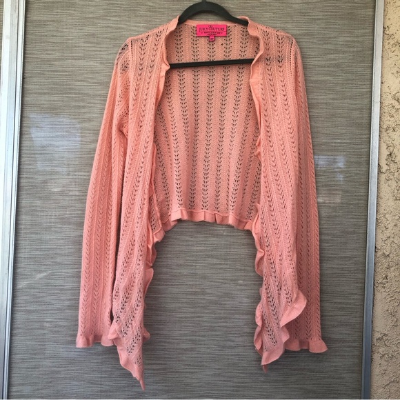 JUICY COUTURE CASHMERE RUFFLED TIE CARDIGAN BOLERO SWEATER M - Picture 2 of 10